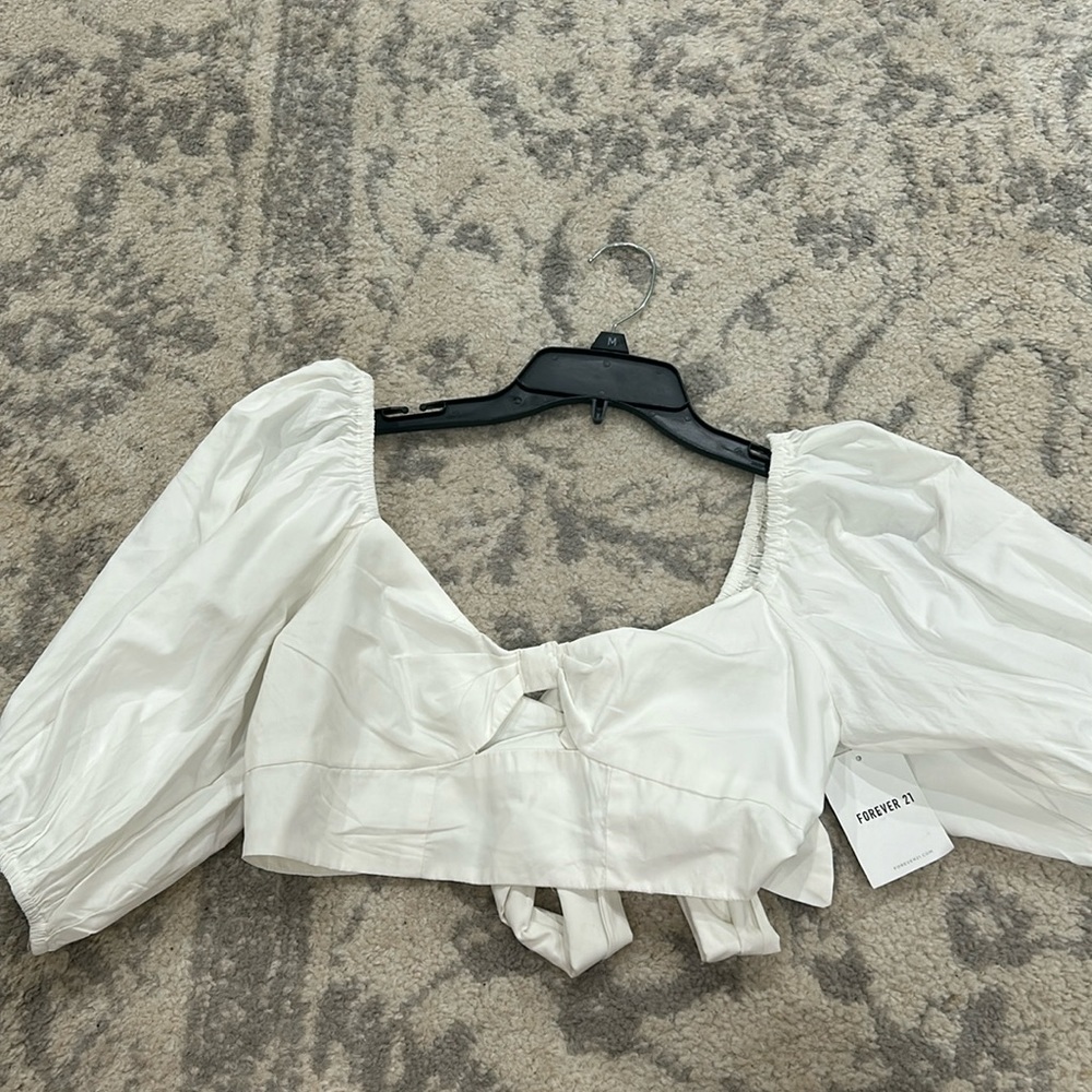 Forever 21 white puff sleeve top size small